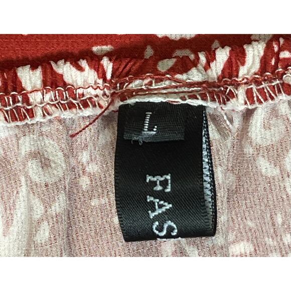 FASHION brand red and white poncho-style blouse sz L boho-chic beachwear - Picture 3 of 5